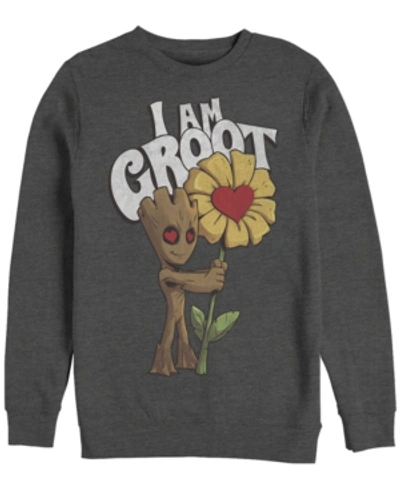 Marvel Men's Guardians Of The Galaxy Groot Love, Crewneck Fleece In Dark Gray