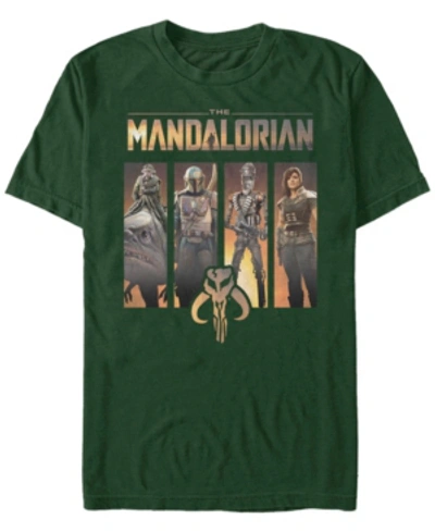 Star Wars Men's  The Mandalorian Character Portrait Panels Short Sleeve T-shirt In Forest Green