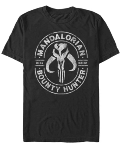 Star Wars Men's  The Mandalorian Bounty Hunter Seek Destroy Short Sleeve T-shirt In Black