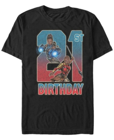 Marvel Men's  Black Panther Shuri And Okoye 21st Birthday Short Sleeve T-shirt