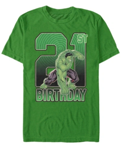 Marvel Men's  Hulk Smash 21st Birthday Short Sleeve T-shirt In Emerald