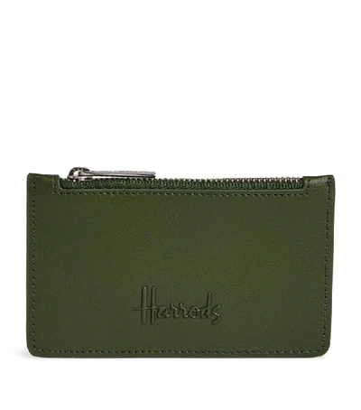 Harrods Leather Kensington Card Holder In Green
