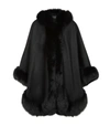 HARRODS CASHMERE HOODED CAPE WITH FOX TRIM,14993133