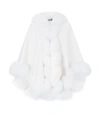 HARRODS FUR-TRIMMED CASHMERE CAPE WITH HOOD,14993519