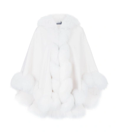 Harrods Fur-trimmed Cashmere Cape With Hood