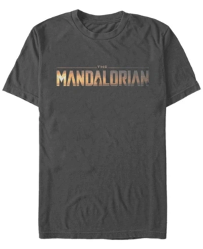 Star Wars The Mandalorian Title Fill Logo Short Sleeve Men's T-shirt In Charcoal