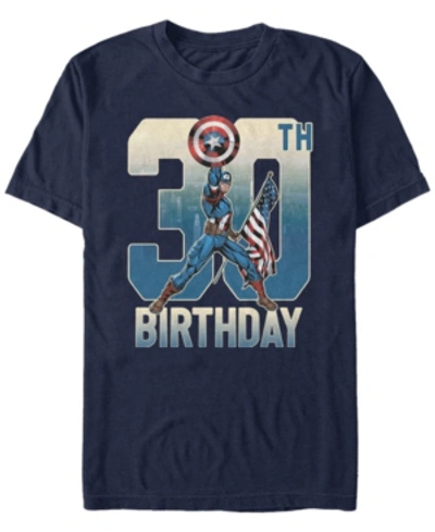 Marvel Men's  Captain America 30th Birthday Short Sleeve T-shirt In Navy