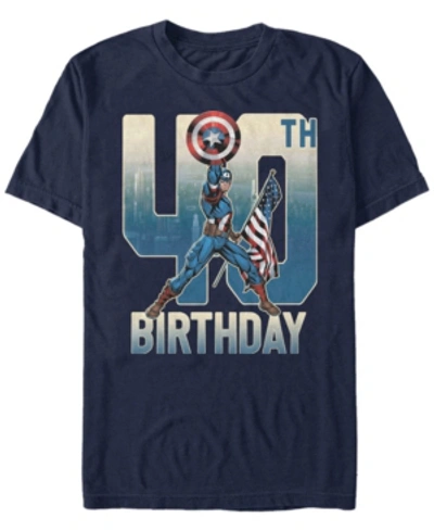 Marvel Men's  Captain America 40th Birthday Short Sleeve T-shirt In Navy