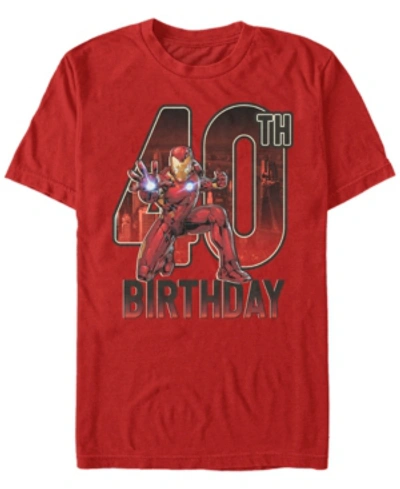 Marvel Men's  Iron Man 40th Birthday Action Pose Short Sleeve T-shirt In Red