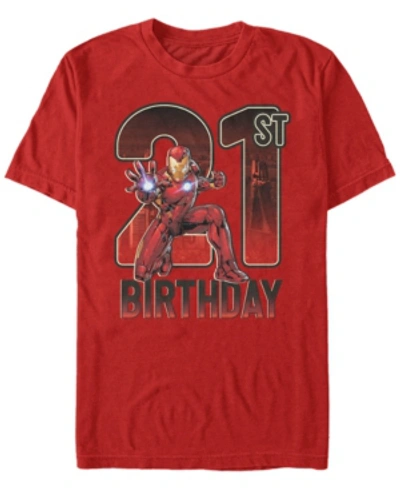 Marvel Men's  Iron Man 21st Birthday Action Pose Short Sleeve T-shirt In Red