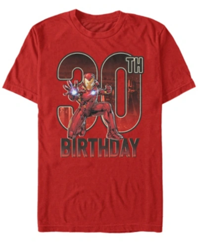 Marvel Men's  Iron Man 30th Birthday Action Pose Short Sleeve T-shirt In Red