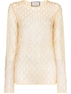 GUCCI GG-EMBELLISHED MESH TOP