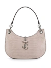 JIMMY CHOO SMALL VARENNE CROCODILE-EFFECT SHOULDER BAG