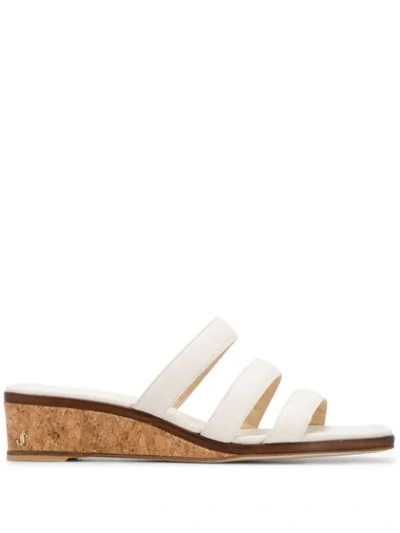 Jimmy Choo Athenia 35 Leather And Cork Wedges In Neutral