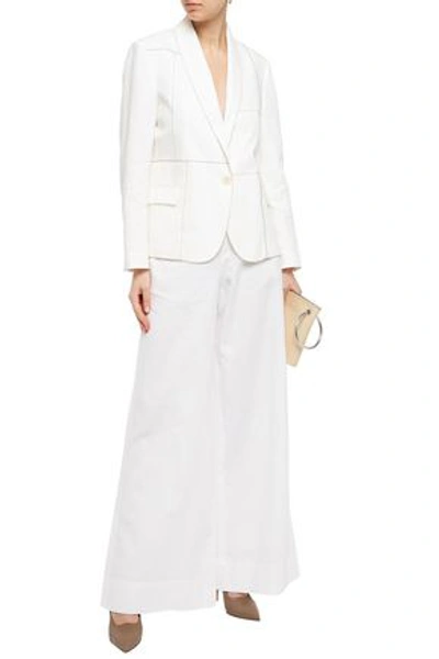 Brunello Cucinelli Linen And Cotton-blend Wide-leg Pants In Ivory