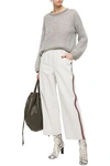 BRUNELLO CUCINELLI BEAD-EMBELLISHED COTTON AND LINEN-BLEND DRILL WIDE-LEG PANTS,3074457345621921672