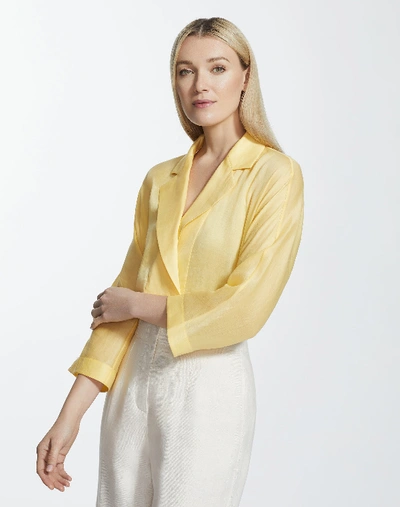 Lafayette 148 Plus-size Gemma Cloth Jane Blouse In Yellow