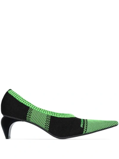 Misbhv Black Striped Logo Knit Sock Pumps