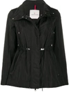 Moncler Hooded Drawstring Waist Parka In Black