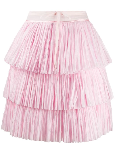 Sara Lanzi Layered Tie Waist Skirt In Pink