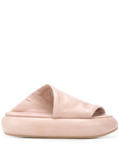 Marsèll Asymmetric Leather Sliders In Neutrals