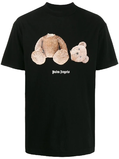 Palm Angels Broken Bear Logo Graphic T-shirt In Black