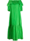 P.A.R.O.S.H OFF-THE-SHOULDER RUFFLED MAXI DRESS