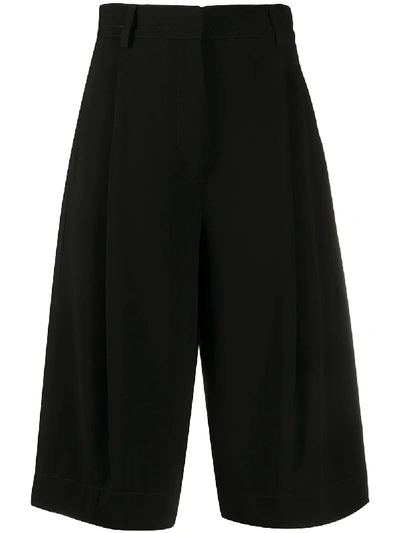 Brag-wette Pleated-front Bermuda Shorts In Black