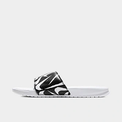 Nike Men's Benassi Jdi Print Slide Sandals In White