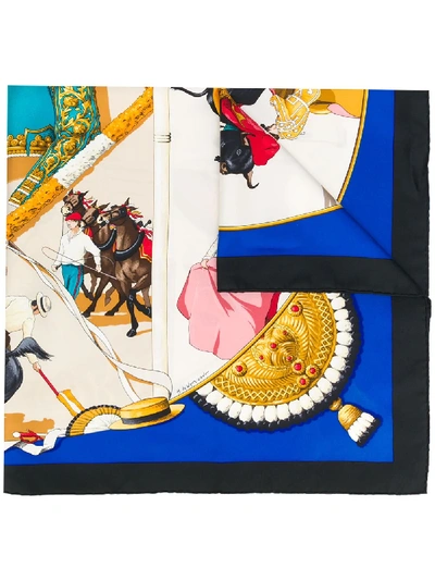 Pre-owned Hermes 2000s  Plaza De Toros Scarf In Blue