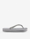 Havaianas Logo Flatform Flip Flops In Ice Grey