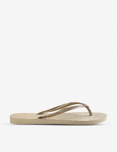 HAVAIANAS WOMENS SLIM RUBBER FLIP-FLOPS SAND GREY,38806982