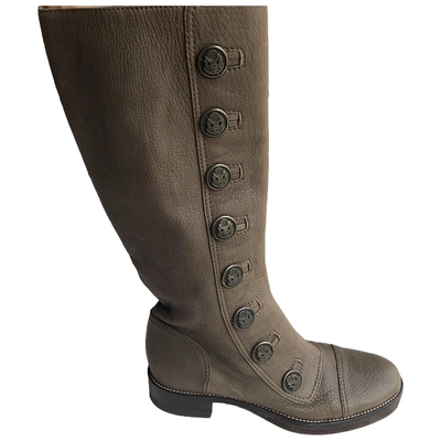 Pre-owned Dolce & Gabbana Leather Boots In Khaki