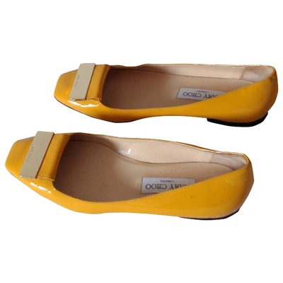 Pre-owned Jimmy Choo Patent Leather Ballet Flats In Yellow