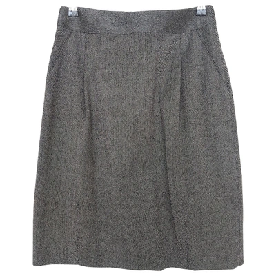 Pre-owned Max Mara Wool Mid-length Skirt In Grey