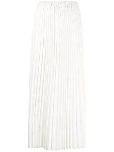 Nude Pleated Long Skirt In White