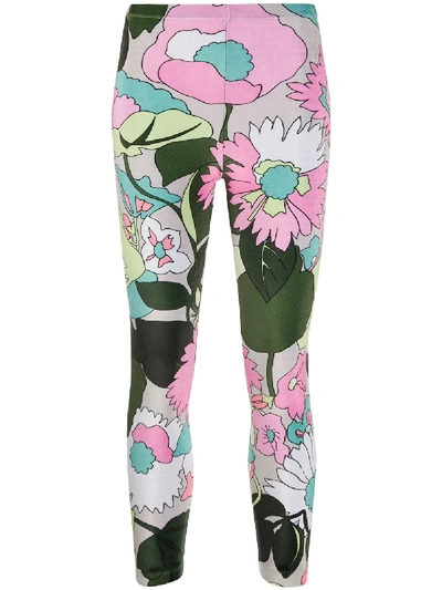 Fendi Floral Velvet Leggings In Pink