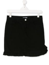 Msgm Teen Asymmetric Hem Denim Skirt In Black