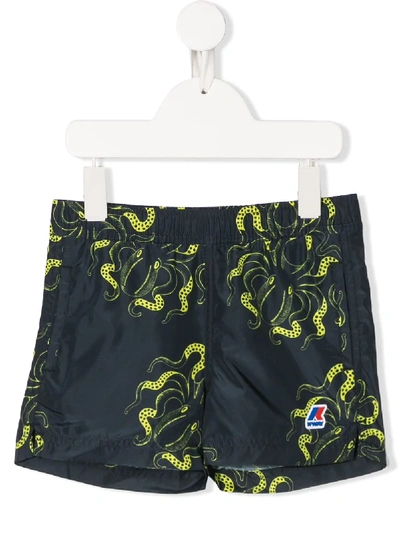 K-way Kids' Badeshorts Mit Oktopus-print In Blue