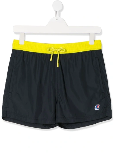 K-way Teen Logo Patch Swim Shorts In Blue