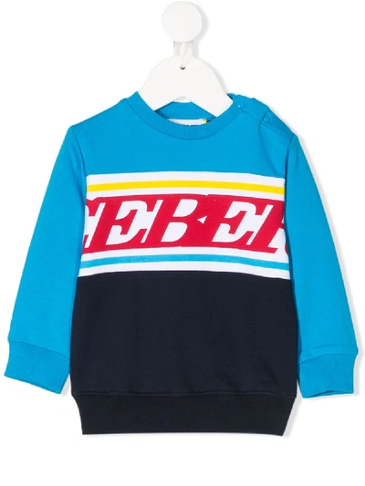 Iceberg Babies' Colour Panelled Logo Sweatshirt In Blue