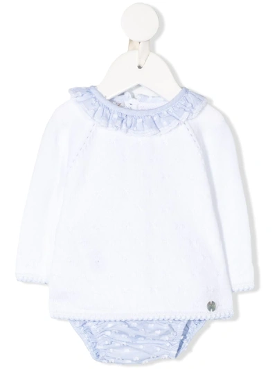 Paz Rodriguez Babies' Topstitching Detailed Two-piece Set In White
