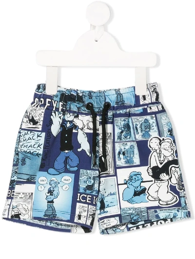 Iceberg Babies' Popeye Print Swimshorts In Blue