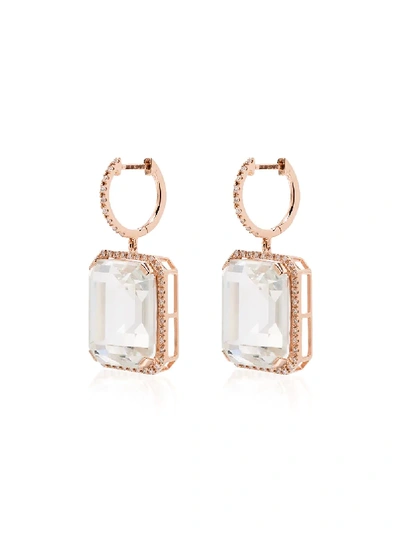 SHAY 18KT ROSE GOLD PORTRAIT WHITE TOPAZ EARRINGS