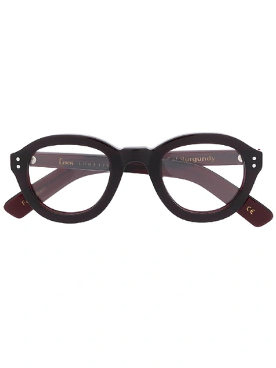 Lesca P43 Round Frame Glasses In Rot