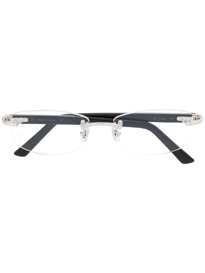 Cartier Rectangular Frame Glasses In Blau