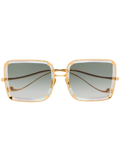 Anna-karin Karlsson White Moon Square Framed Sunglasses In Gold