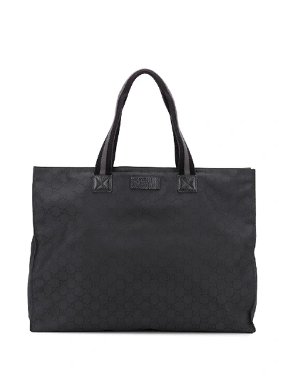 Pre-owned Gucci Monogram Tote Bag In Black