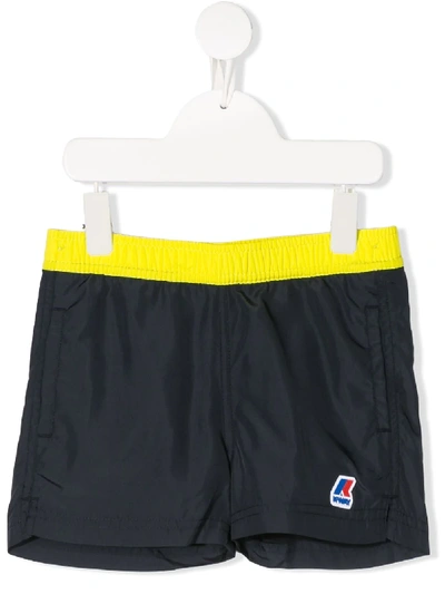 K-way Kids' Logo Embroidered Swimming Trunks In Blue