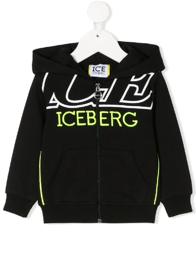 Iceberg Babies' Embroidered Logo Zip Hoodie In Black